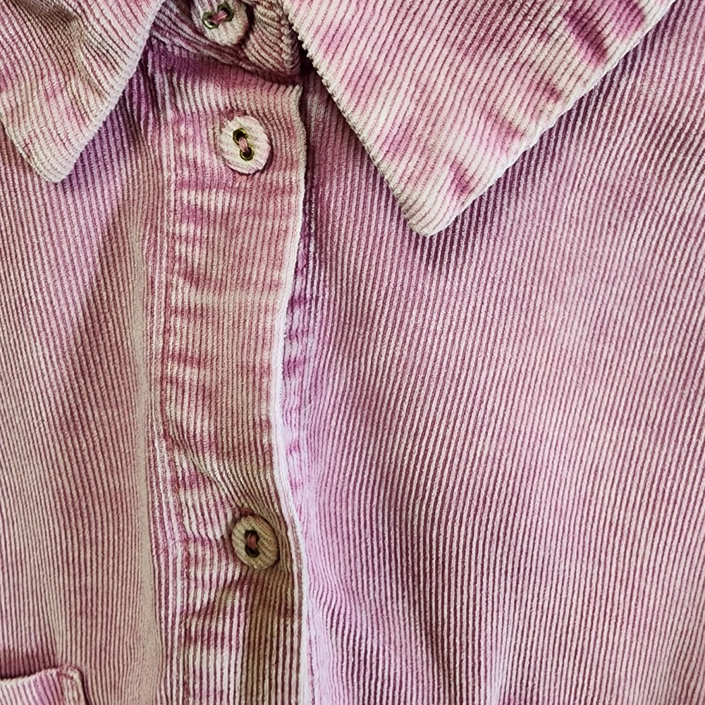 H&M Divided Womens Pink Corduroy Oversized Button Down/ front pock Shirt Large L - Picture 4 of 10